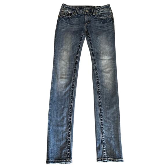 Miss Me Denim - Miss Me Size 27 Skinny Jeans Bling Jewels Style JD103752 Low Rise Y2K